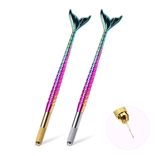 Rainbow Mermaid Gold Head Microblading Manual Pen